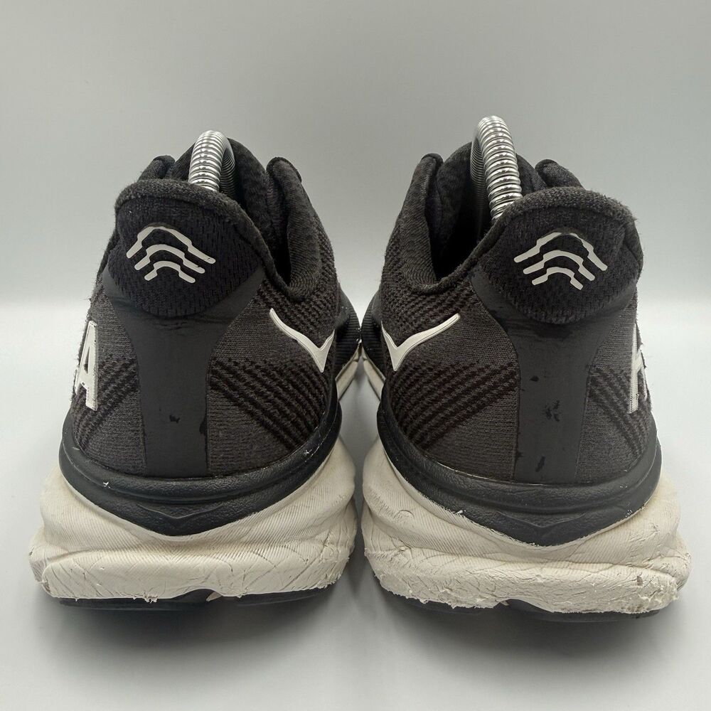 Hoka One One Clifton 9 Mens Size 9.5D Black White Walking Running Shoes Sneakers - Picture 5 of 8